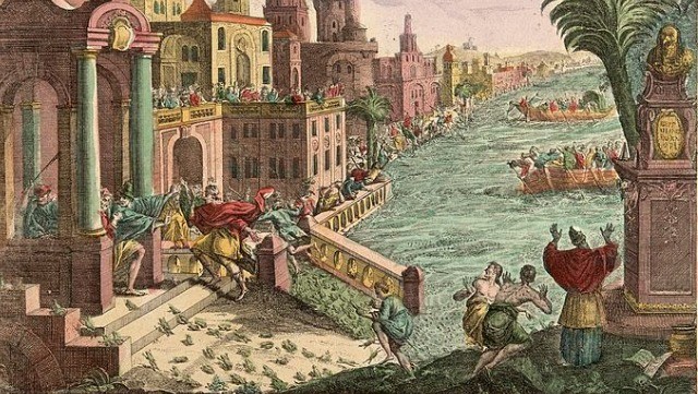 Ilustração da Segunda Praga do Egito. A Praga dos sapos. (Wellcome Library, London)