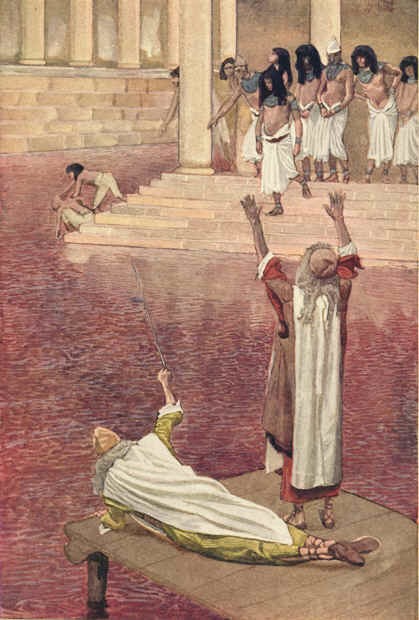 Ilustração de Água é transformada em sangue por James Tissot (antes de 1903)